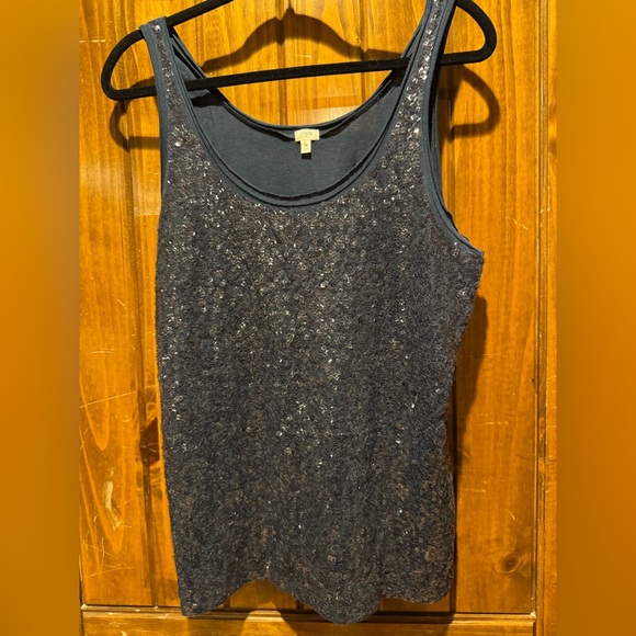 J. Crew Sparkling Navy Sequin Tank Top - Picture 1 of 3